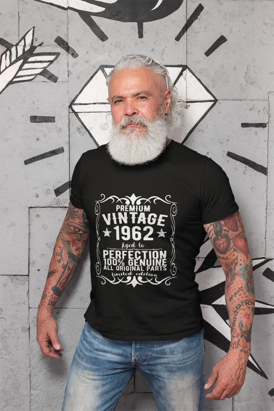 Premium Vintage Jahr 1962, Schwarz, Kurzarm-Rundhals-T-Shirt für Herren, Geschenk-T-Shirt 00347