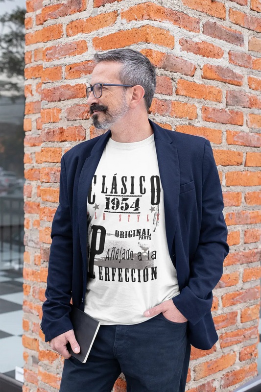 Aged To Perfection, espagnol, 1954, blanc, T-shirt à manches courtes et col rond pour hommes, T-shirt cadeau 00361