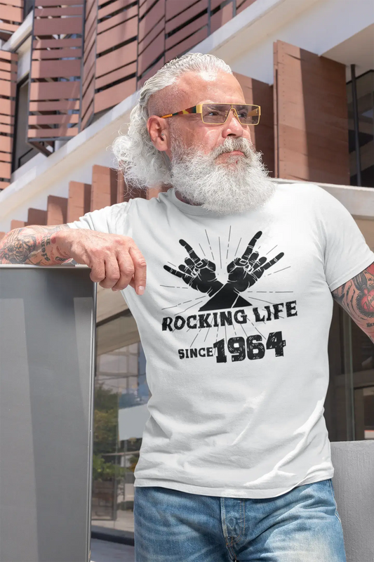 Rocking Life Since 1964 Men's T-shirt Blanc Anniversaire Cadeau 00400