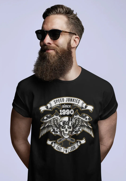 Speed ​​Junkies Since 1990 Men's T-shirt Noir Anniversaire Cadeau 00462
