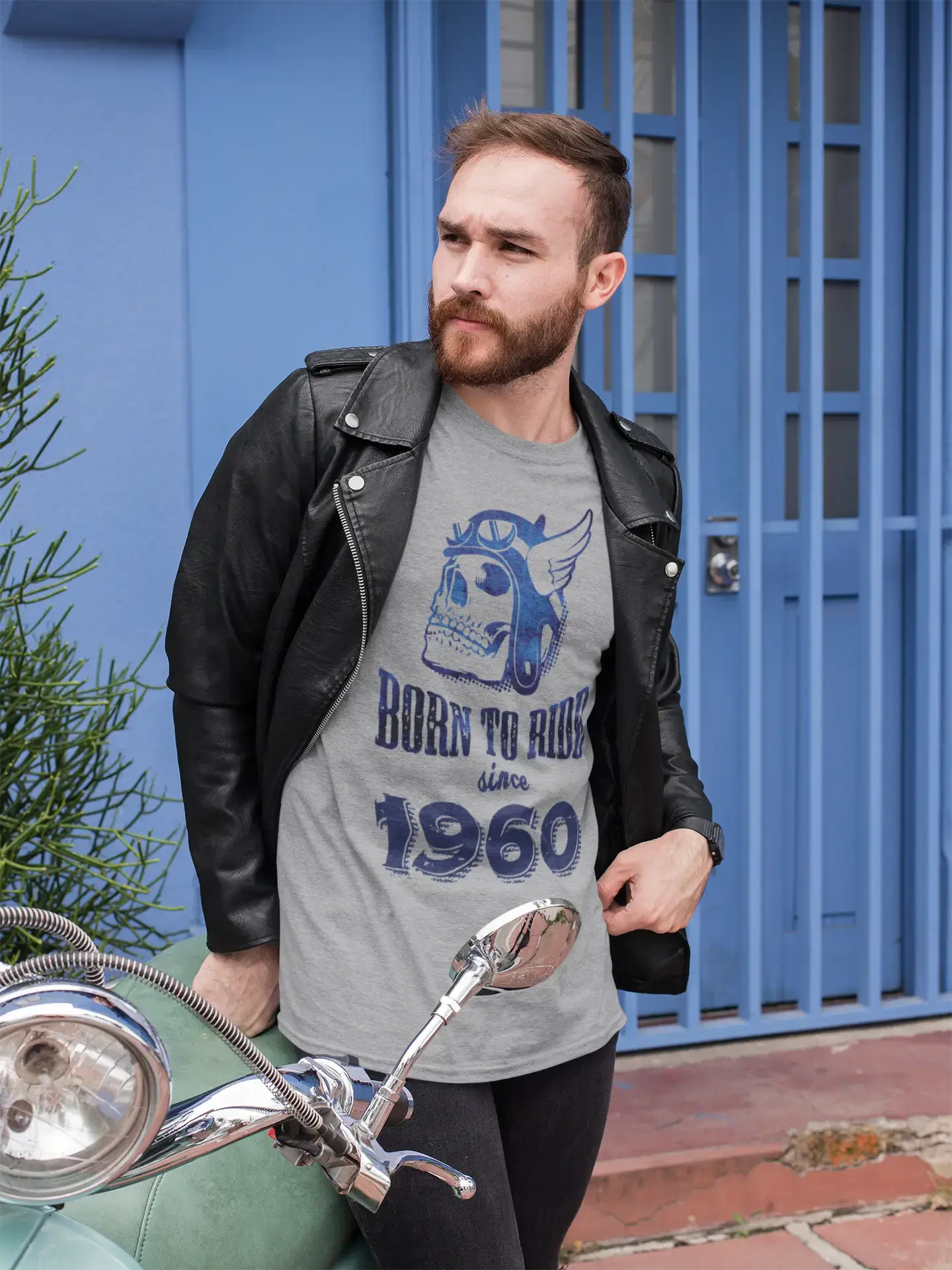 1960, Born to Ride Since 1960 T-shirt Homme Gris Cadeau d'anniversaire 00495