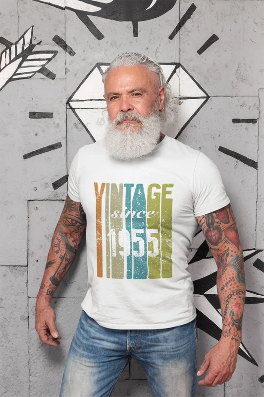 1955, Vintage Depuis 1955 T-shirt <span>Homme</span> <span>Blanc</span> <span>Cadeau</span> <span>d'anniversaire</span> 00503