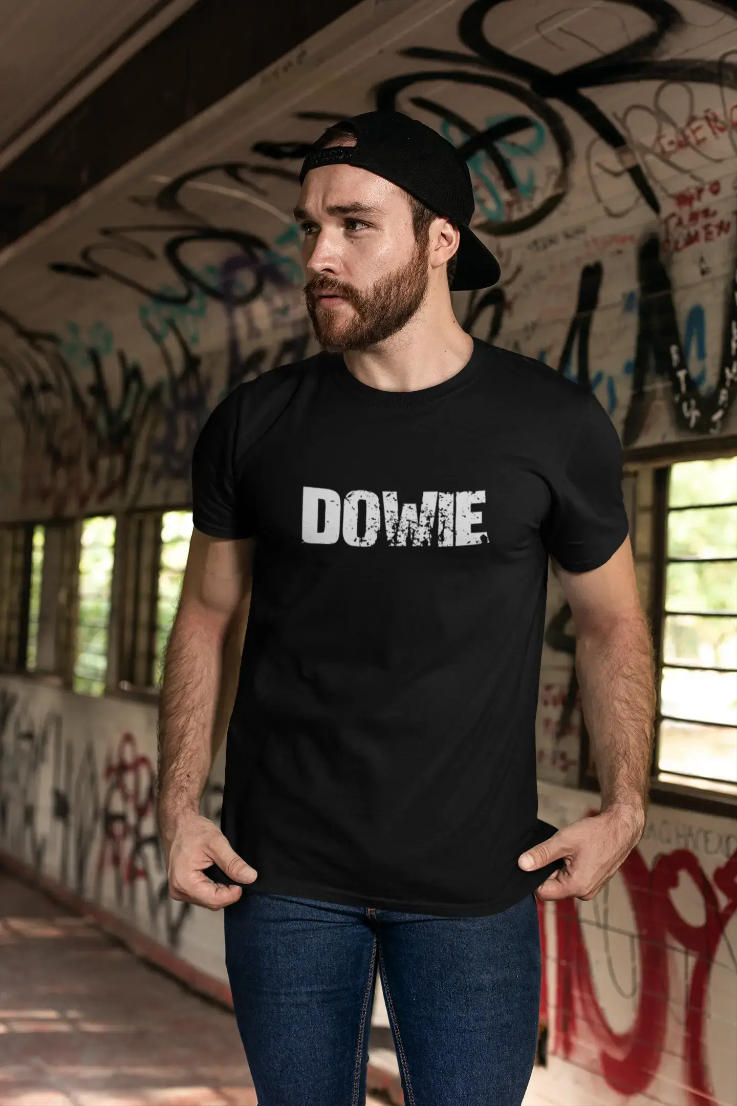 dowie Men's Retro T shirt Black Birthday Gift 00553