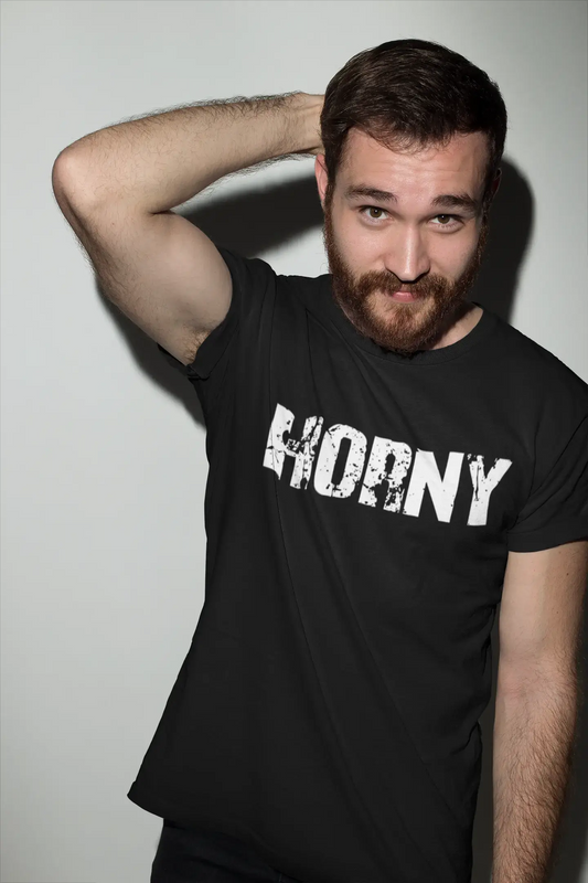 horny Men's Retro T shirt <span>Noir</span> <span>Anniversaire</span> <span>Cadeau</span> 00553