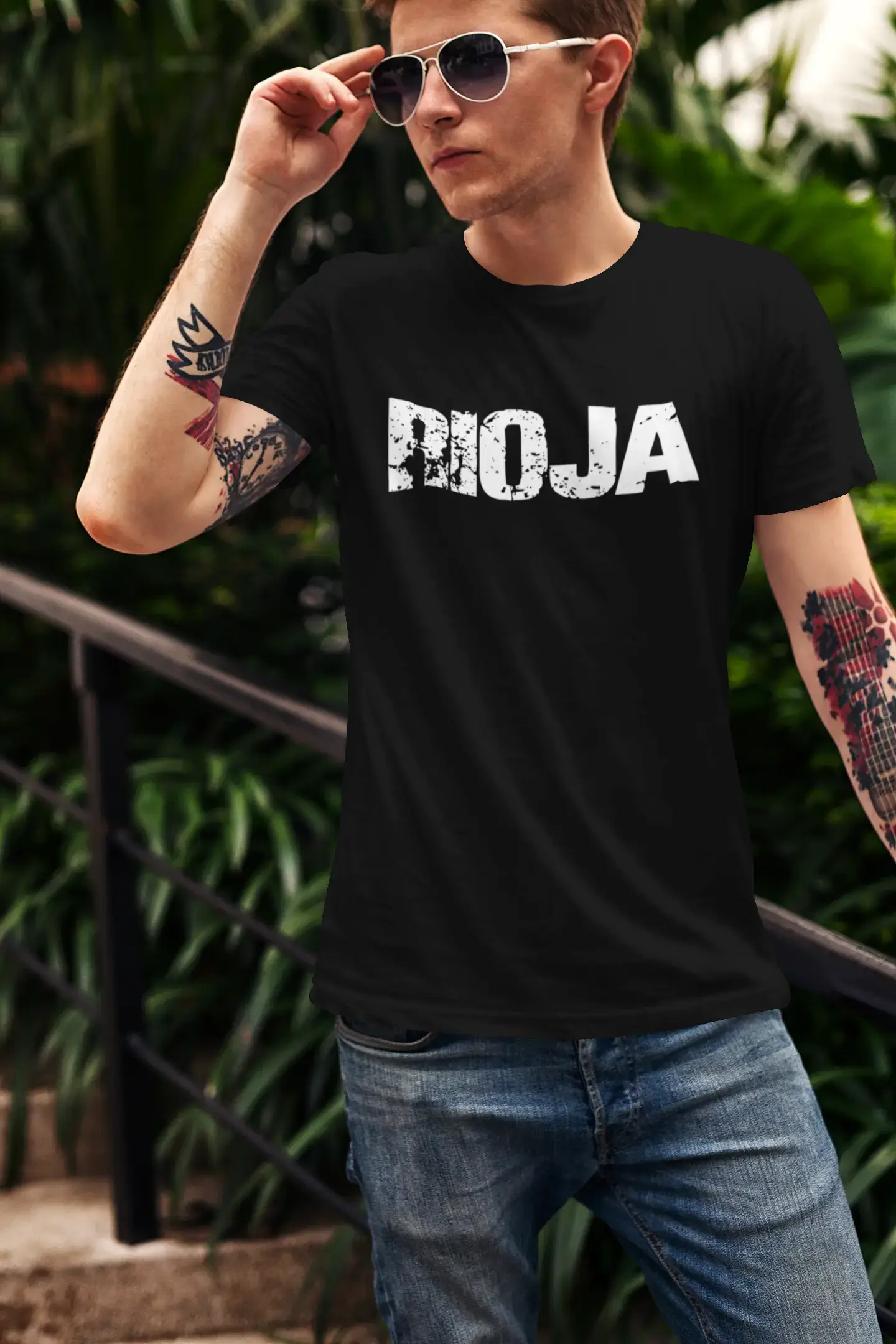 Rioja Herren Retro T-Shirt Schwarz Geburtstagsgeschenk 00553