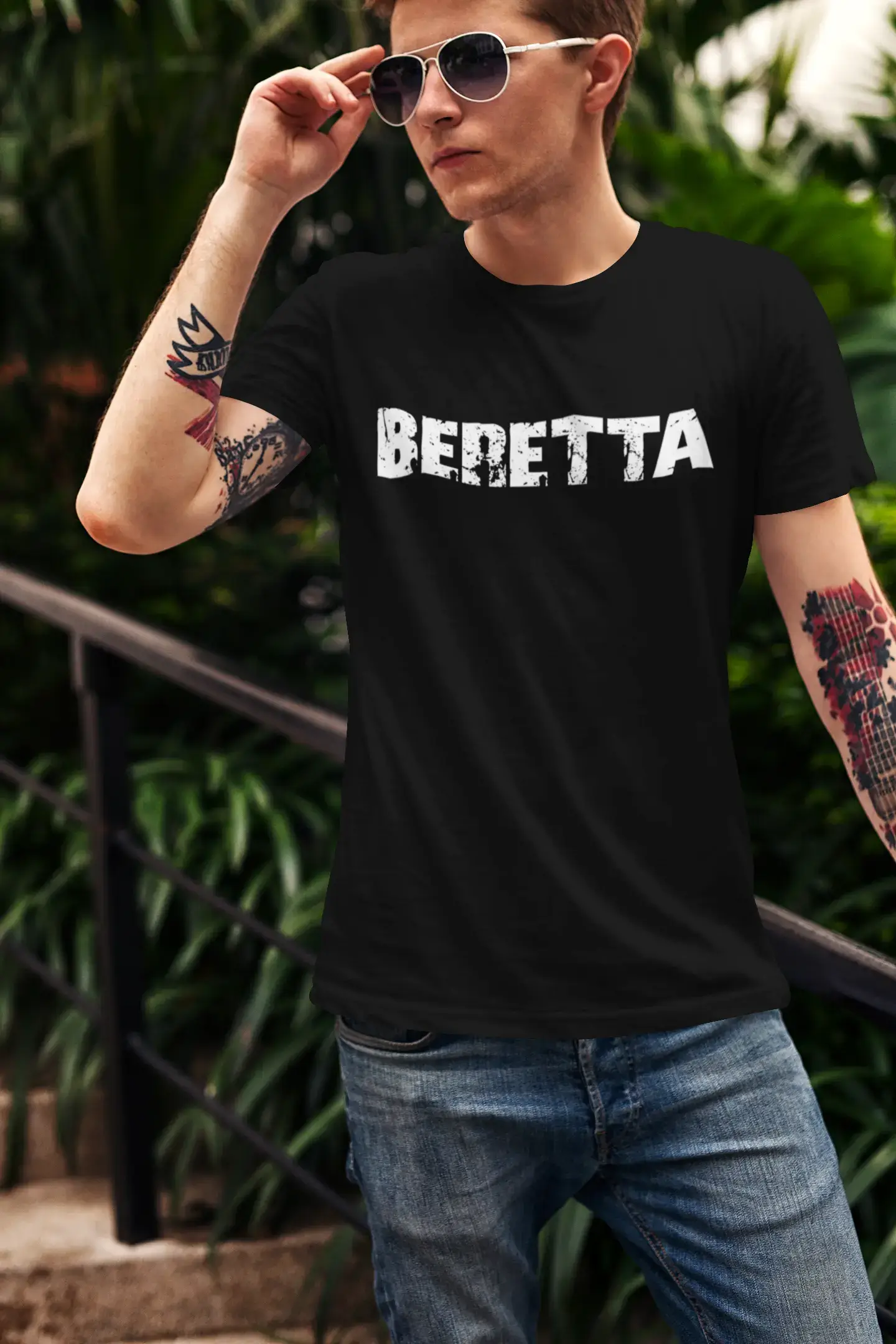 Beretta Herren Vintage T-Shirt Schwarz Geburtstagsgeschenk 00555