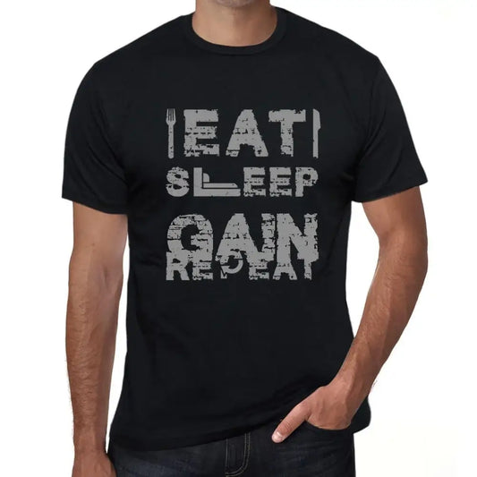 Men's Graphic T-Shirt Eat Sleep Gain Repeat Eco-Friendly Limited Edition Short Sleeve Tee-Shirt Vintage Birthday Gift Novelty