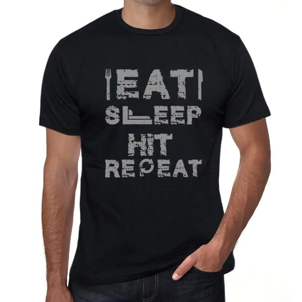 Men's Graphic T-Shirt Eat Sleep Hit Repeat Eco-Friendly Limited Edition Short Sleeve Tee-Shirt Vintage Birthday Gift Novelty