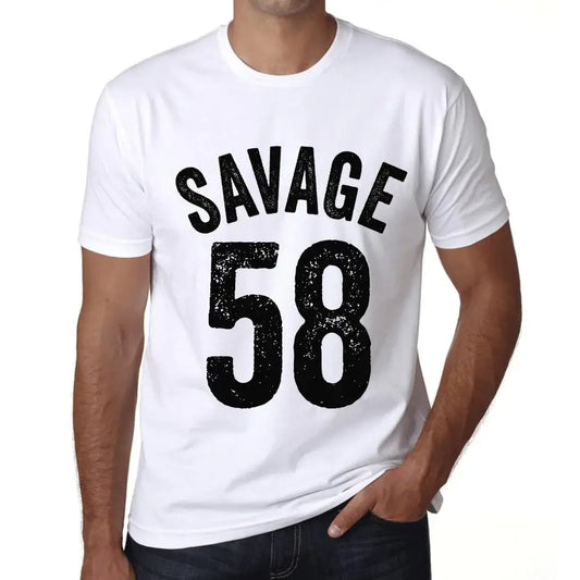 Men's Graphic T-Shirt Savage 58 58th Birthday Anniversary 58 Year Old Gift 1966 Vintage Eco-Friendly Short Sleeve Novelty Tee
