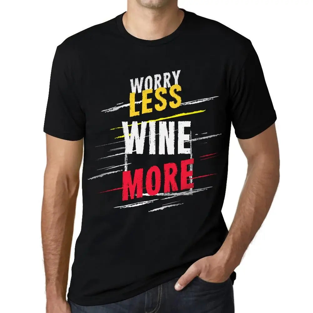 Men's Graphic T-Shirt Worry Less Wine More Eco-Friendly Limited Edition Short Sleeve Tee-Shirt Vintage Birthday Gift Novelty