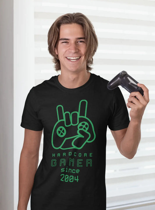 Herren-Grafik-T-Shirt Hardcore Gamer Since 2004 Deep Black