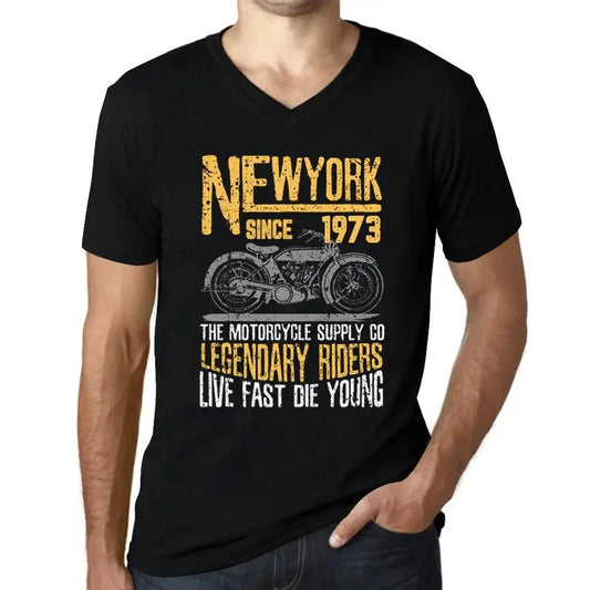 Men's Graphic T-Shirt V Neck Motorcycle Legendary Riders Since 1973 51st Birthday Anniversary 51 Year Old Gift 1973 Vintage Eco-Friendly Short Sleeve Novelty Tee