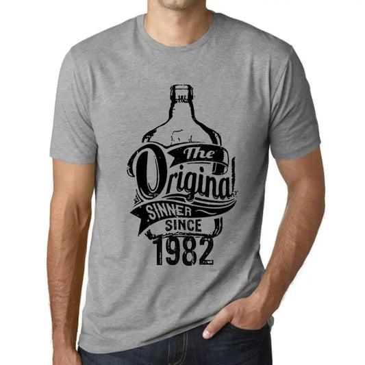 Men's Graphic T-Shirt The Original Sinner Since 1982 42nd Birthday Anniversary 42 Year Old Gift 1982 Vintage Eco-Friendly Short Sleeve Novelty Tee