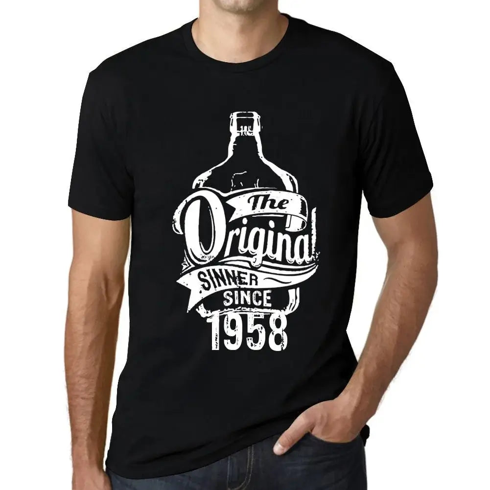 Men's Graphic T-Shirt The Original Sinner Since 1958 66th Birthday Anniversary 66 Year Old Gift 1958 Vintage Eco-Friendly Short Sleeve Novelty Tee