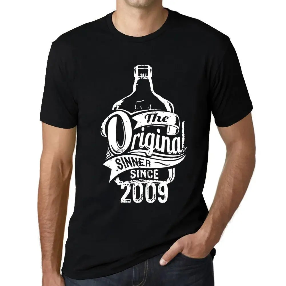 Men's Graphic T-Shirt The Original Sinner Since 2009 15th Birthday Anniversary 15 Year Old Gift 2009 Vintage Eco-Friendly Short Sleeve Novelty Tee