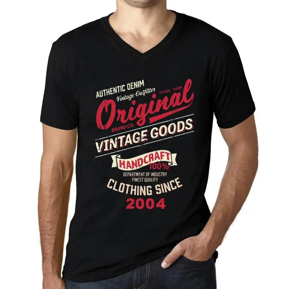 Men's Graphic T-Shirt V Neck Original Vintage Clothing Since 2004 20th Birthday Anniversary 20 Year Old Gift 2004 Vintage Eco-Friendly Short Sleeve Novelty Tee