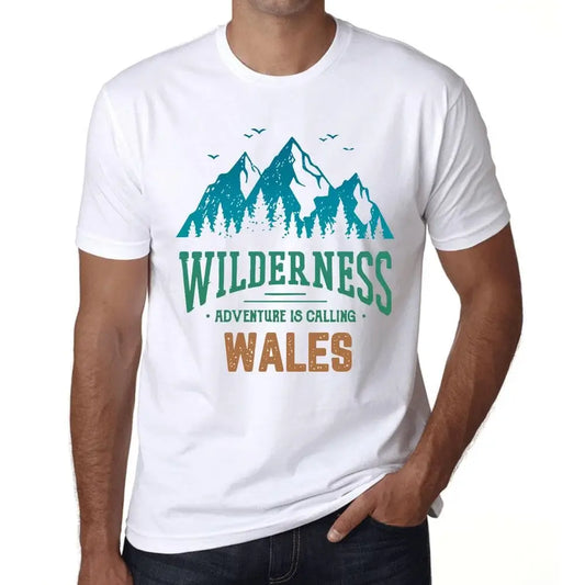 Men's Graphic T-Shirt Wilderness, Adventure Is Calling Wales Eco-Friendly Limited Edition Short Sleeve Tee-Shirt Vintage Birthday Gift Novelty