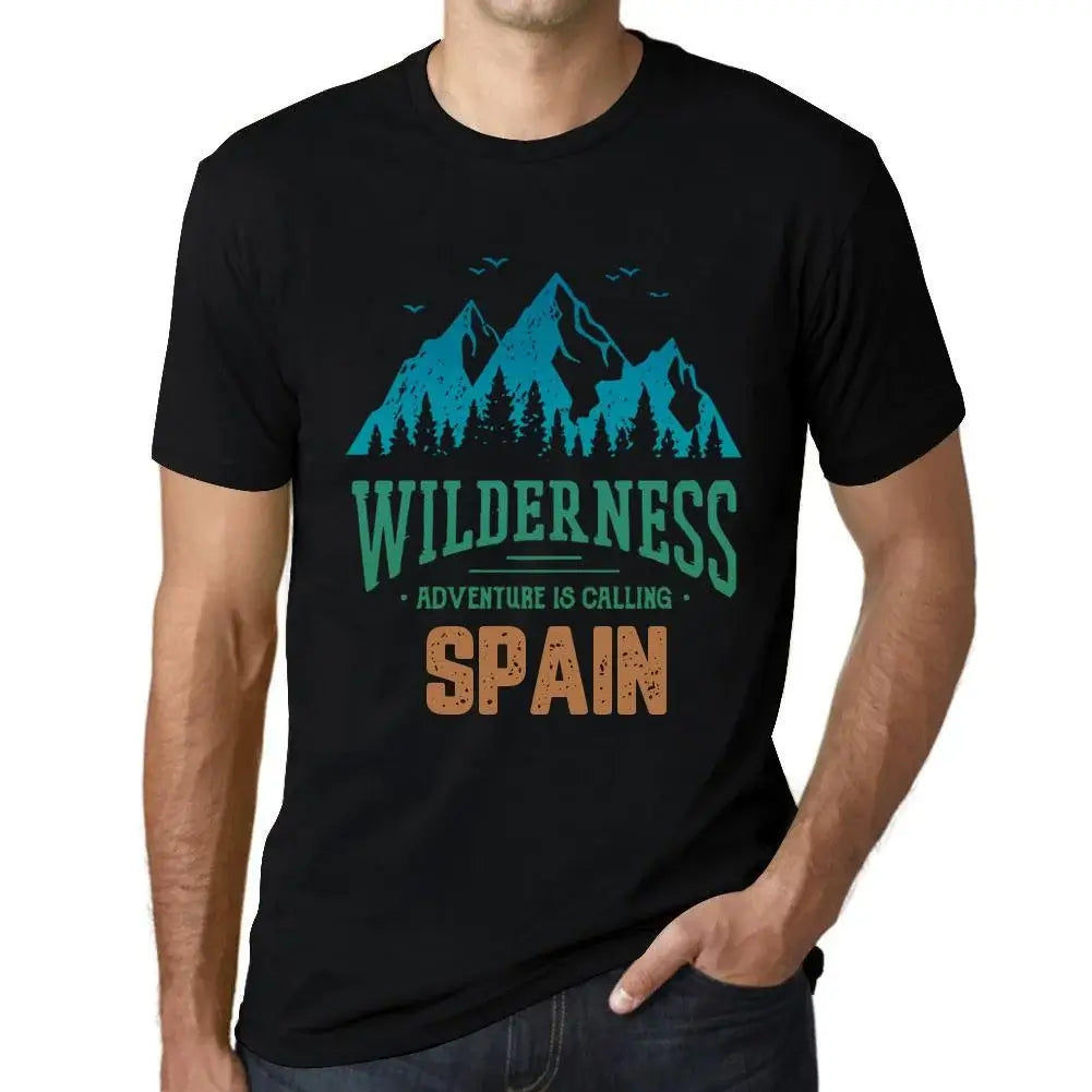 Men's Graphic T-Shirt Wilderness, Adventure Is Calling Spain Eco-Friendly Limited Edition Short Sleeve Tee-Shirt Vintage Birthday Gift Novelty