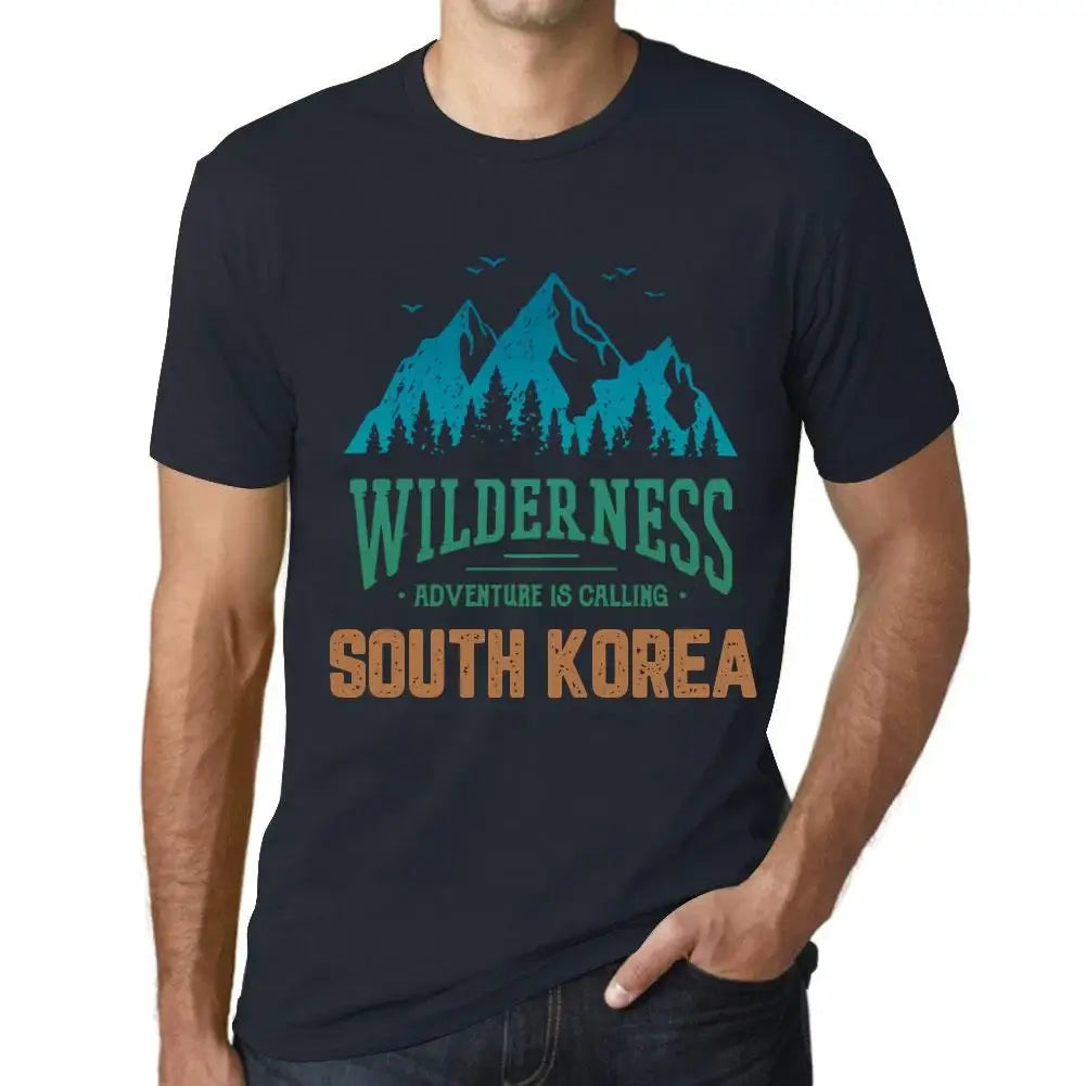 Men's Graphic T-Shirt Wilderness, Adventure Is Calling South Korea Eco-Friendly Limited Edition Short Sleeve Tee-Shirt Vintage Birthday Gift Novelty