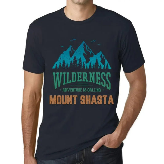 Men's Graphic T-Shirt Wilderness, Adventure Is Calling Mount Shasta Eco-Friendly Limited Edition Short Sleeve Tee-Shirt Vintage Birthday Gift Novelty