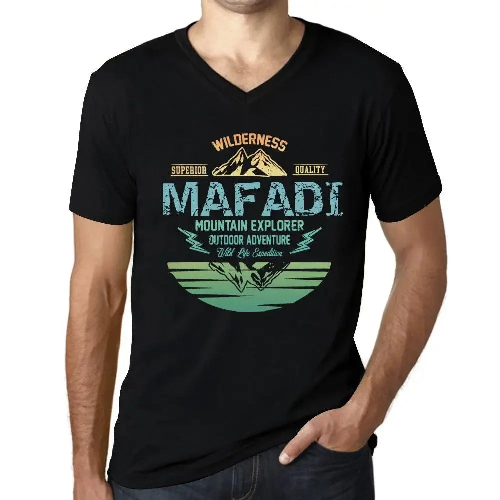 Men's Graphic T-Shirt V Neck Outdoor Adventure, Wilderness, Mountain Explorer Mafadi Eco-Friendly Limited Edition Short Sleeve Tee-Shirt Vintage Birthday Gift Novelty