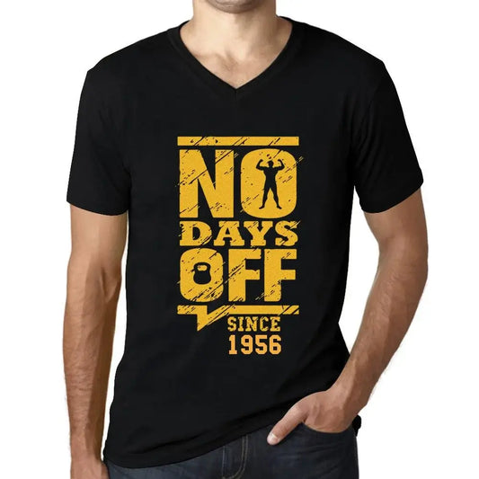 Men's Graphic T-Shirt V Neck No Days Off Since 1956 68th Birthday Anniversary 68 Year Old Gift 1956 Vintage Eco-Friendly Short Sleeve Novelty Tee
