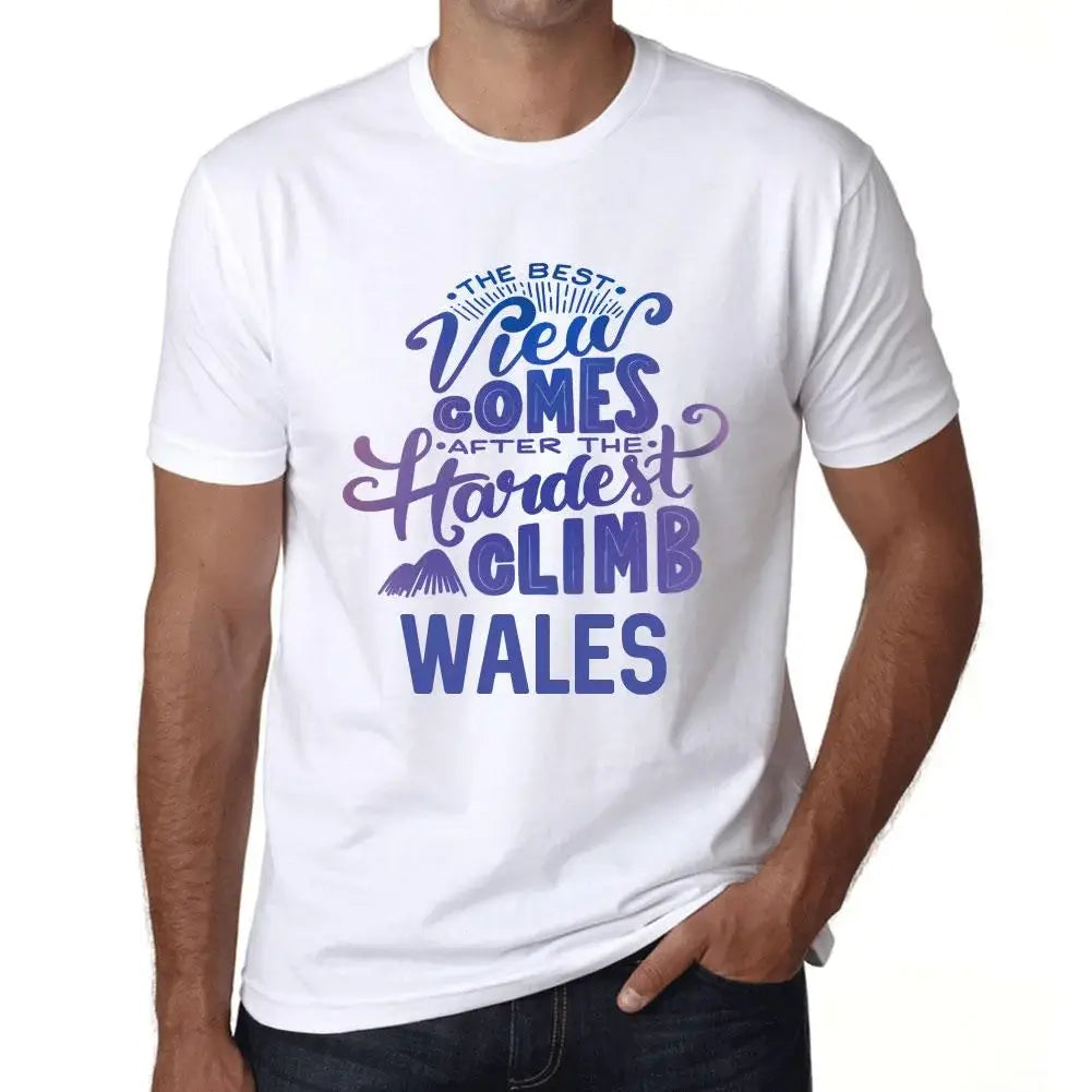 Men's Graphic T-Shirt The Best View Comes After Hardest Mountain Climb Wales Eco-Friendly Limited Edition Short Sleeve Tee-Shirt Vintage Birthday Gift Novelty