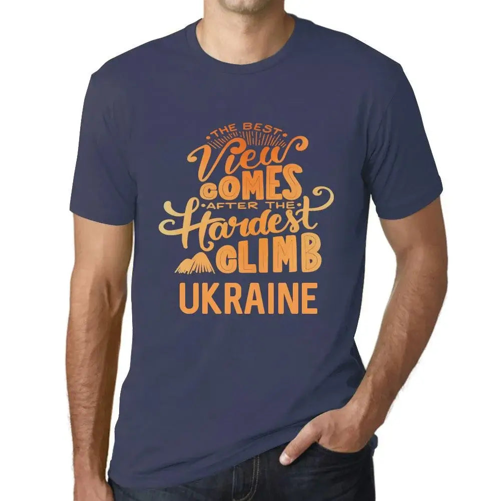 Men's Graphic T-Shirt The Best View Comes After Hardest Mountain Climb Ukraine Eco-Friendly Limited Edition Short Sleeve Tee-Shirt Vintage Birthday Gift Novelty