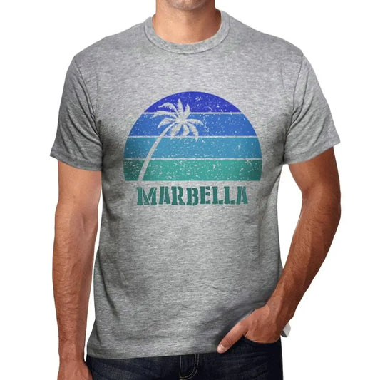 Men's Graphic T-Shirt Palm, Beach, Sunset In Marbella Eco-Friendly Limited Edition Short Sleeve Tee-Shirt Vintage Birthday Gift Novelty