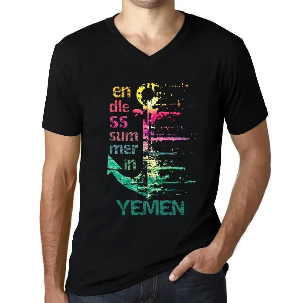 Men's Graphic T-Shirt V Neck Endless Summer In Yemen Eco-Friendly Limited Edition Short Sleeve Tee-Shirt Vintage Birthday Gift Novelty