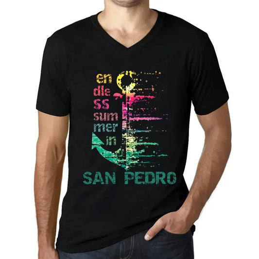 Men's Graphic T-Shirt V Neck Endless Summer In San Pedro Eco-Friendly Limited Edition Short Sleeve Tee-Shirt Vintage Birthday Gift Novelty