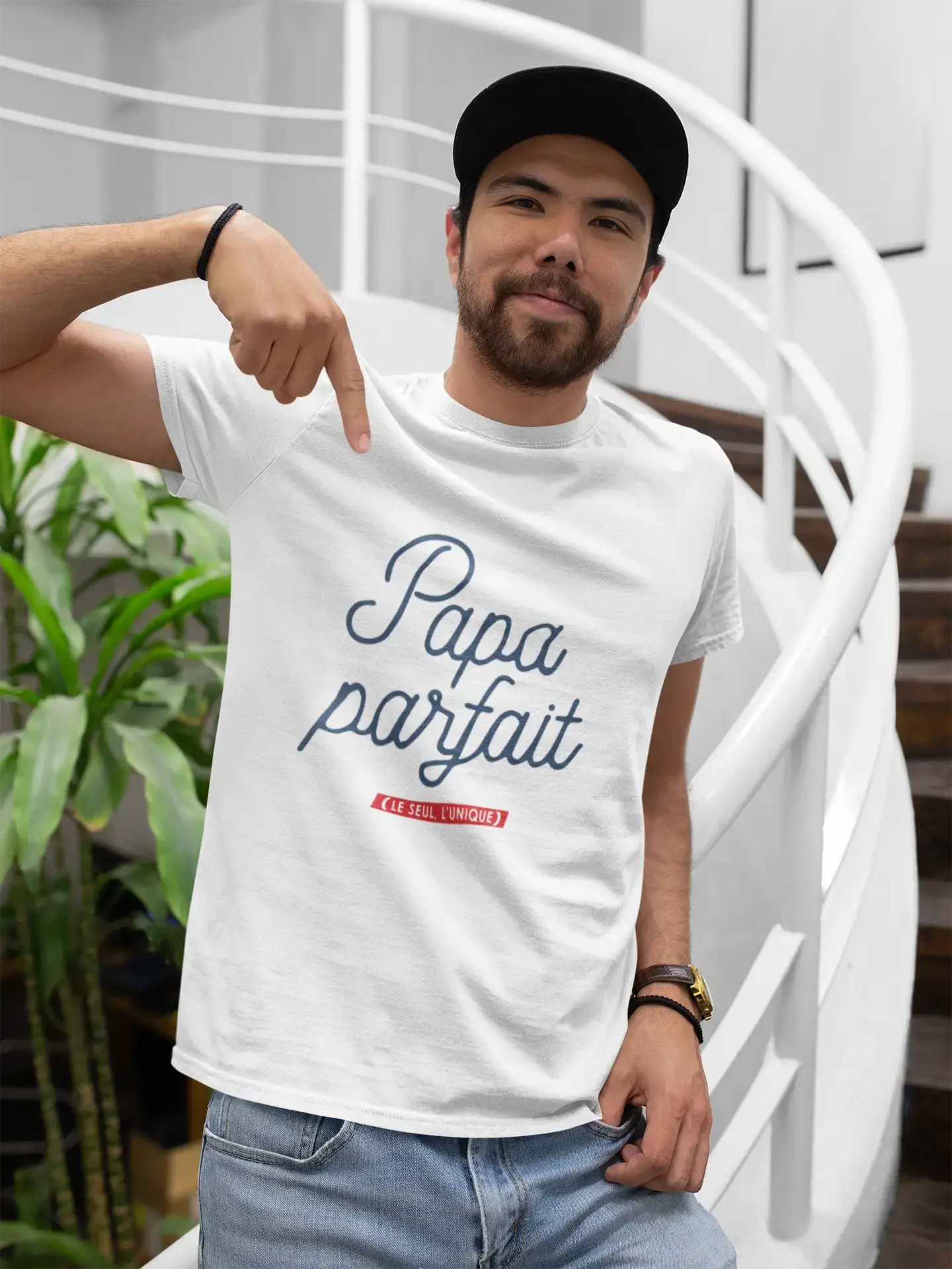 Ultrabasic - Homme Graphique Papa Parfait T-Shirt Marine Lettre
