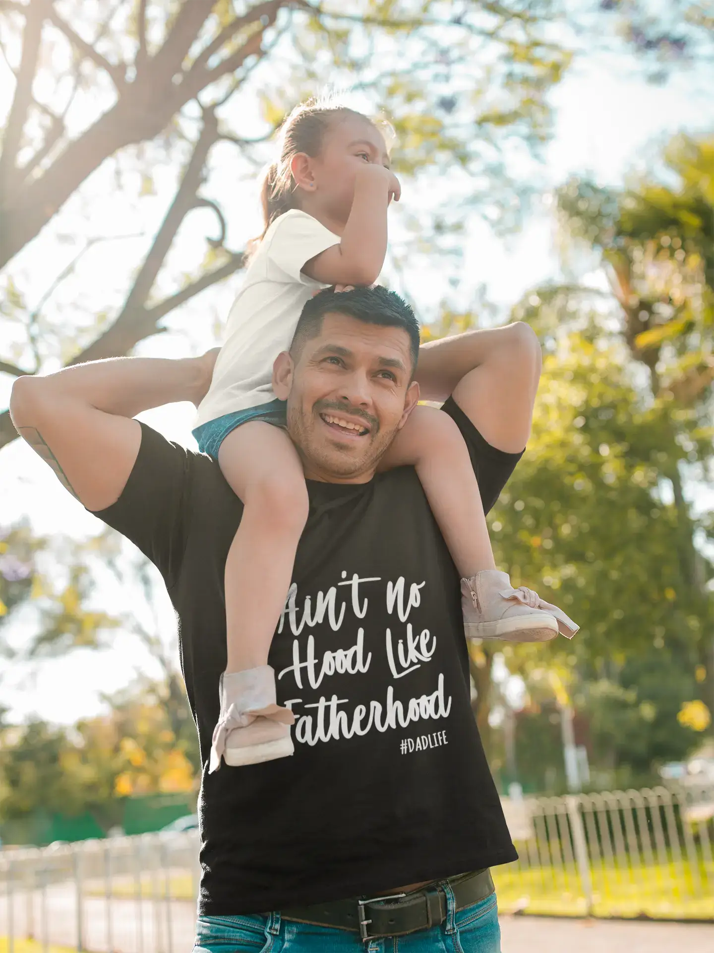 ULTRABASIC - Graphic Men's T-Shirt Ain't No Hood Like Fatherhood Printed White Letter Orchid Pink