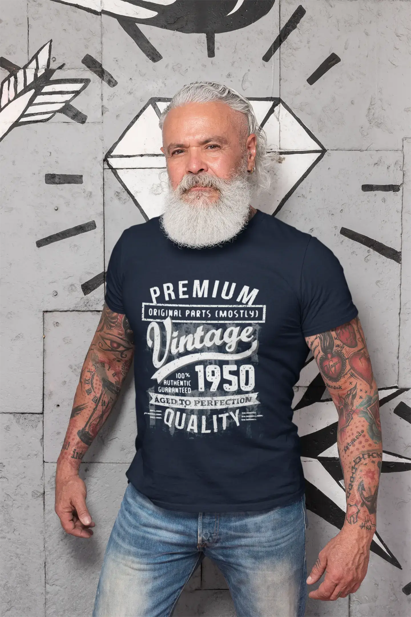 ULTRABASIC – <span>Grafisches</span> <span>Herren</span> -T-Shirt „1950 Aged to Perfection“ <span>als</span> <span>Geburtstagsgeschenk</span>