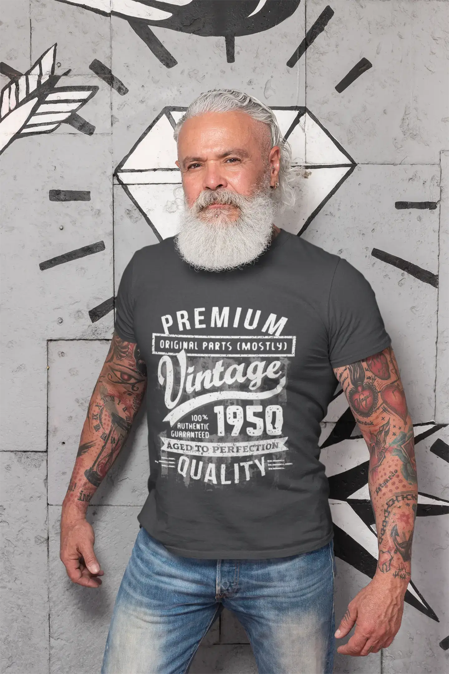 ULTRABASIC – <span>Grafisches</span> <span>Herren</span> -T-Shirt „1950 Aged to Perfection“ <span>als</span> <span>Geburtstagsgeschenk</span>