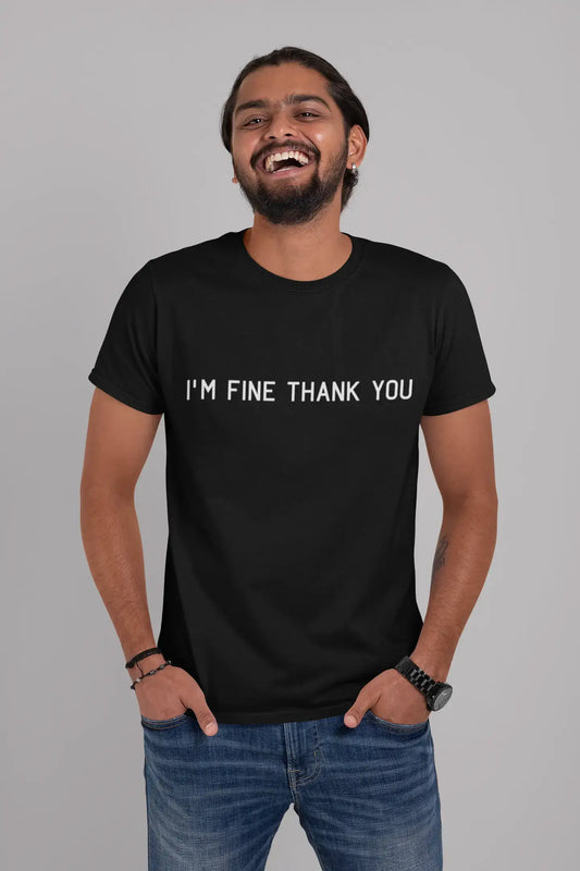 ULTRABASIC - Graphic Men's I'm Fine Thank You Print Wtih Black Letter Grey Marl