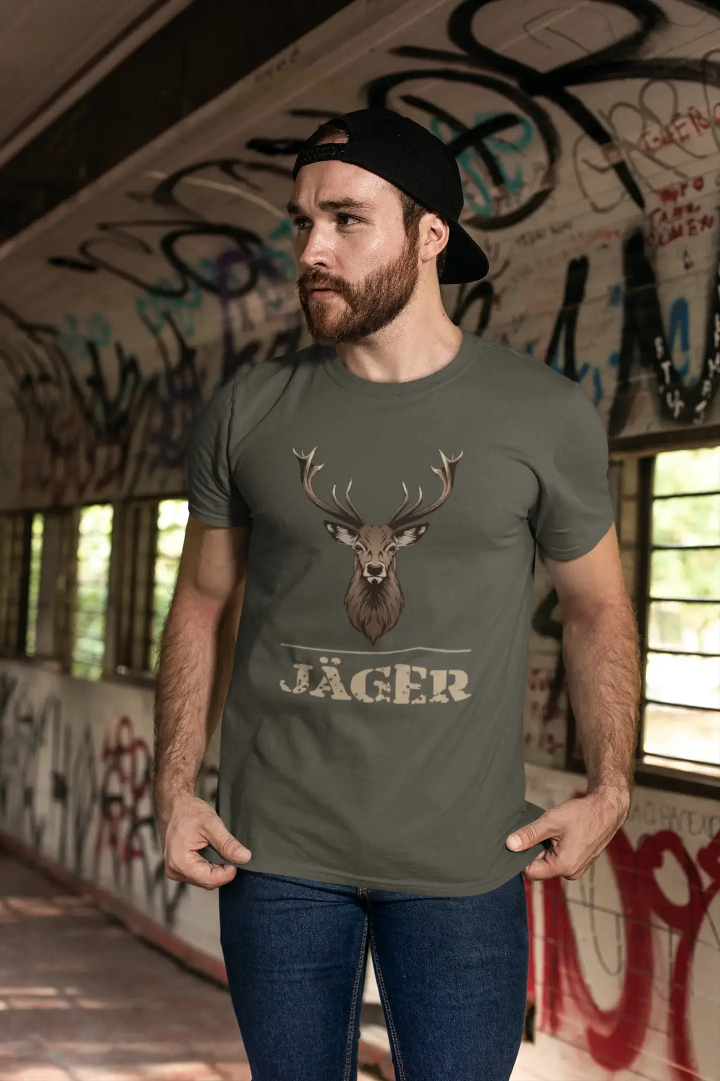 Men's Graphic T-Shirt Hirsch Jäger Idea Gift