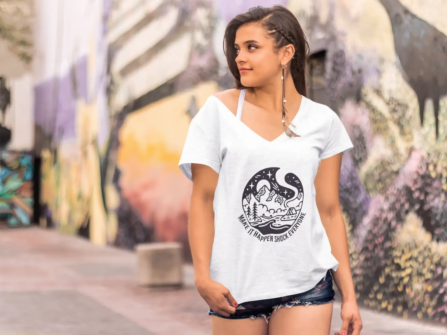 T-shirt ULTRABASIC pour femmes Make it Happen Shock Everyone - Chemises d'inspiration pour femmes
