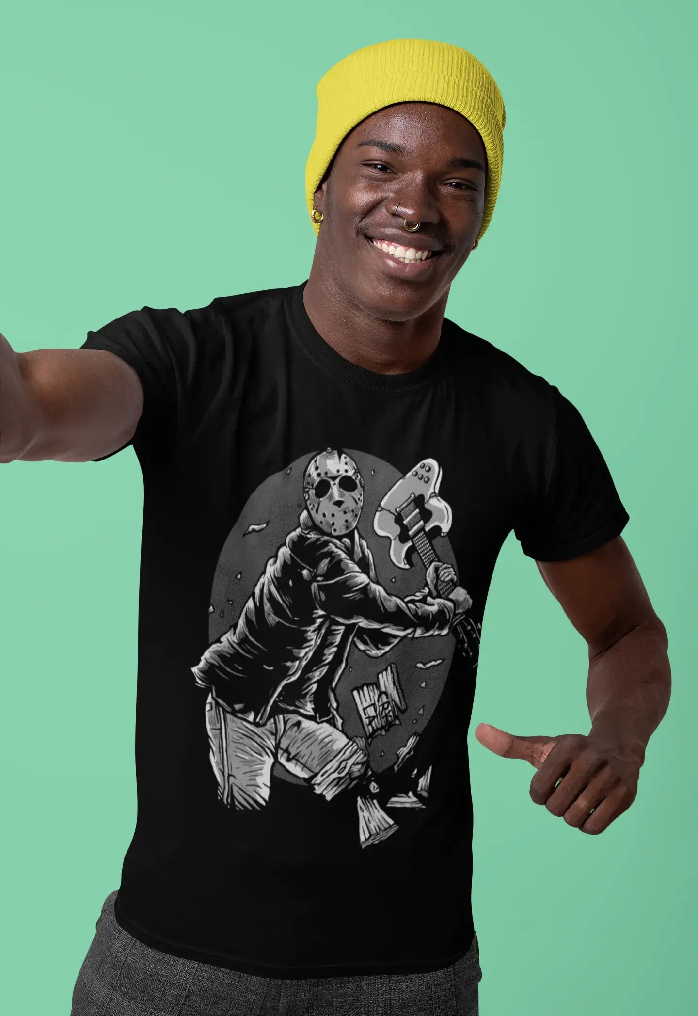 T-Shirt graphique ULTRABASIC pour hommes, Jason Voorhees, musique, Crystal Lake PD, chemise des années 80