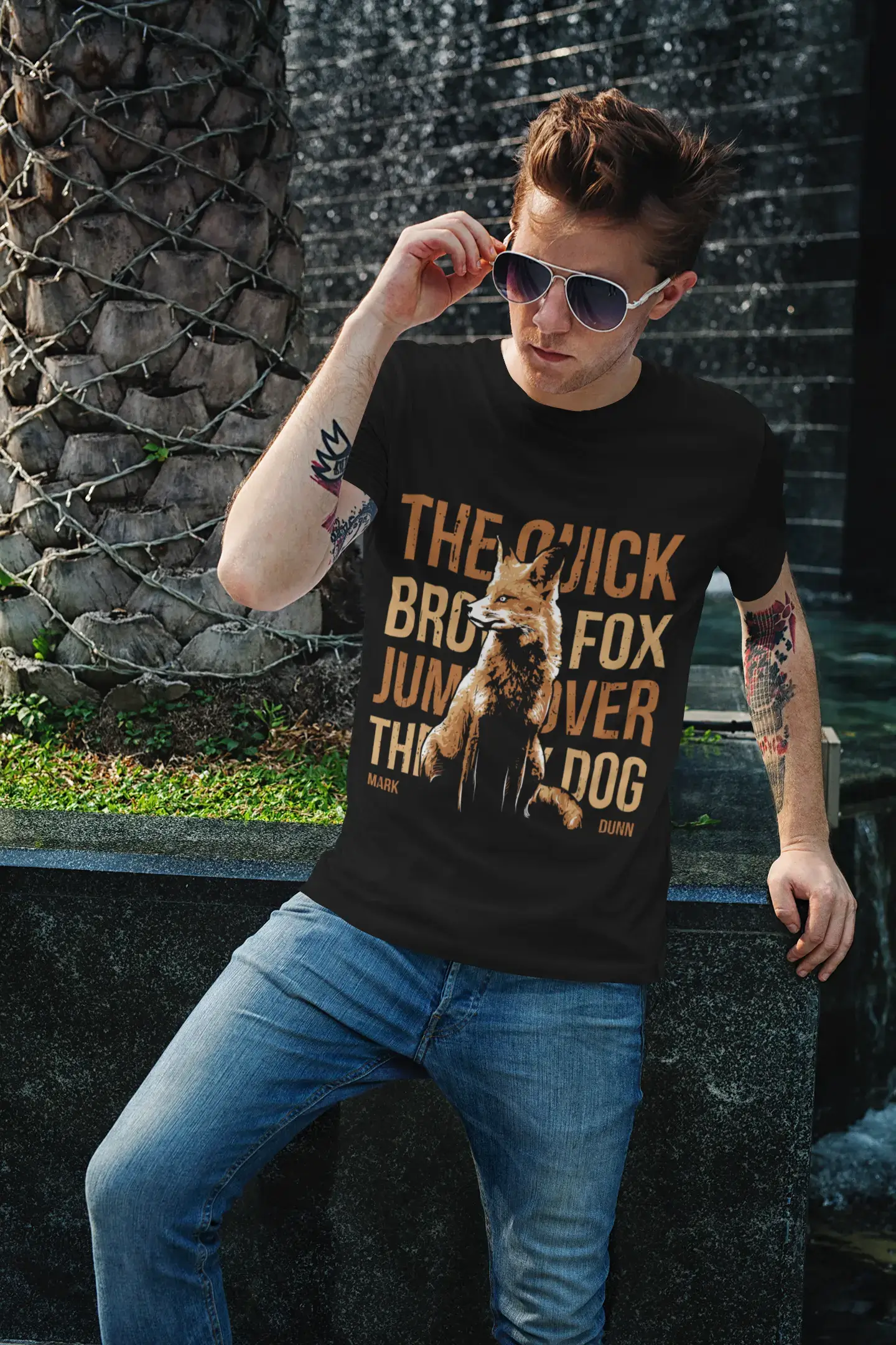 T-shirt graphique ULTRABASIC pour hommes The Quick Brown Fox - Chemise drôle pour hommes