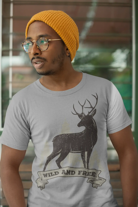 ULTRABASIC Herren-Grafik-T-Shirt Wild and Free – Tier-Hirsch-Shirt für Männer