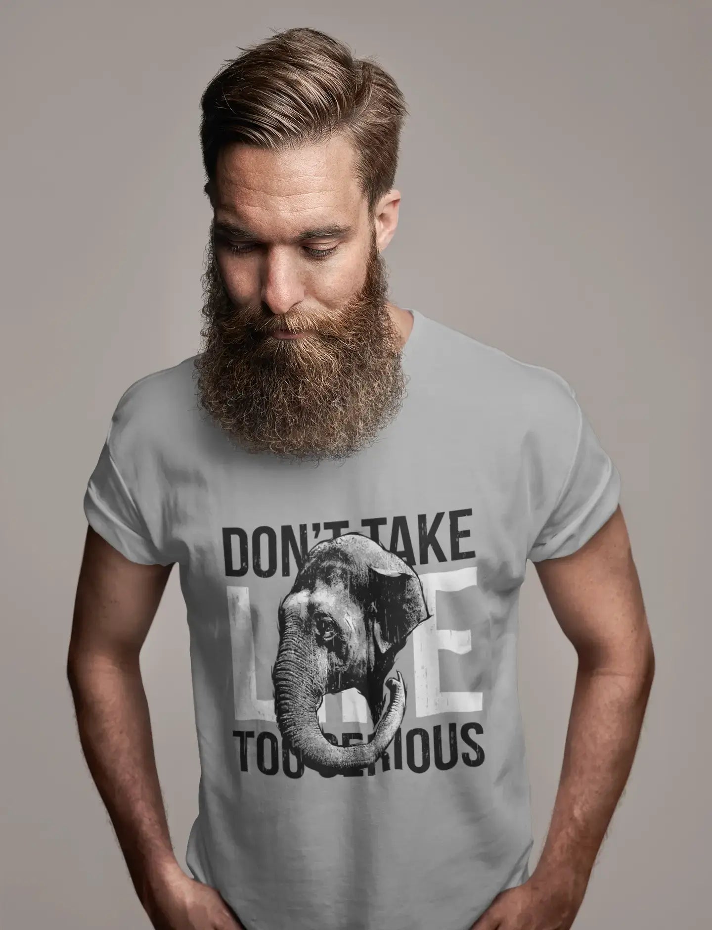 ULTRABASIC Men's Graphic T-Shirt Don't Take Life Too Serious - Elephant Face