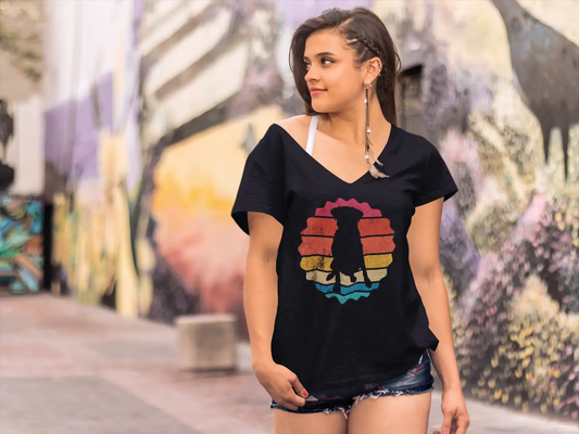 ULTRABASIC Damen T-Shirt Pitbull Retro Sunset – Pitbull Hundeliebhaber T-Shirt für Damen