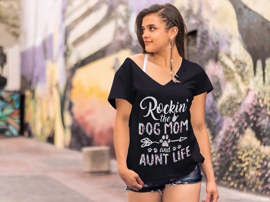 ULTRABASIC Damen-Grafik-T-Shirt Rockin The Dog Mom and Tante Life – Hundepfoten