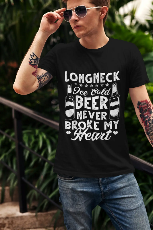 ULTRABASIC Herren T-Shirt Longneck Ice Cold Beer Never Broke My Heart – Bierliebhaber T-Shirt