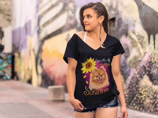 ULTRABASIC Damen-T-Shirt mit V-Ausschnitt My Only Sunshine – Pomeranian – Vintage-Shirt