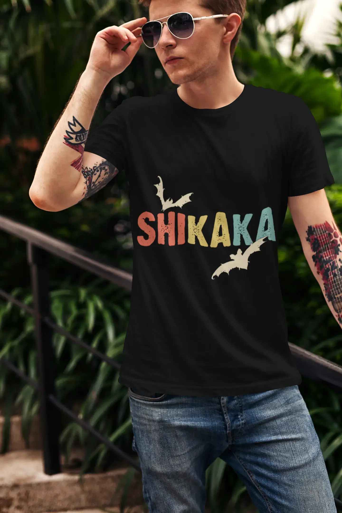 ULTRABASIC Herren Vintage T-Shirt Shikaka – Albino Bat – Retro-Film-T-Shirt