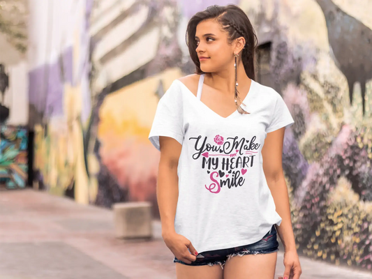 ULTRABASIC Damen T-Shirt You Make My Heart Smile – Romantisches Zitat