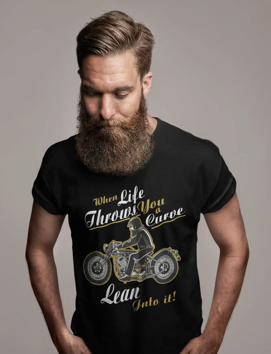 ULTRABASIC Men's Graphic T-Shirt When Life Throws You a Curve Lean Into It - Funny Sarcastic Quote