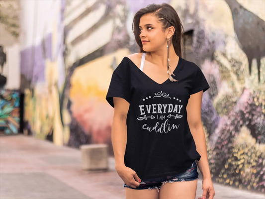 ULTRABASIC Damen-T-Shirt „Everyday I am Cuddlin“ – Kurzarm-T-Shirt-Oberteile